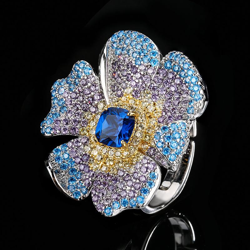 Creative Open Ring Jewelry Red Zircon Zircon Ladies Light Luxury Niche Versatile High Sense