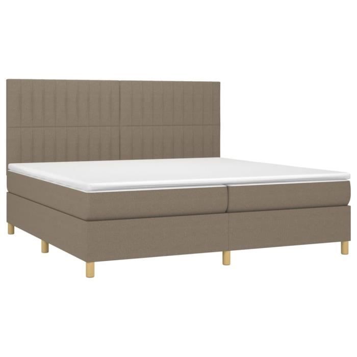 3142525 vidaXL Lit à sommier tapissier avec matelas Taupe 200x200 cm Tissu