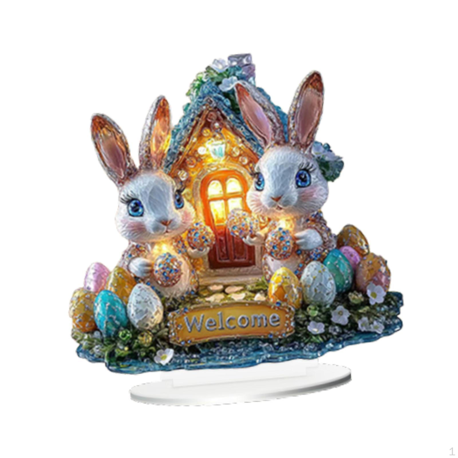 Акриловые кролики для празднования Пасхи, настольная экспозиция 20.4cmx20cm