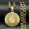 San Judas Tadeo Medal Pendant Necklace Religion Stainless Steel Hip Hop Chain Saint Jude Thaddeus Necklaces Jewelry Party Gift