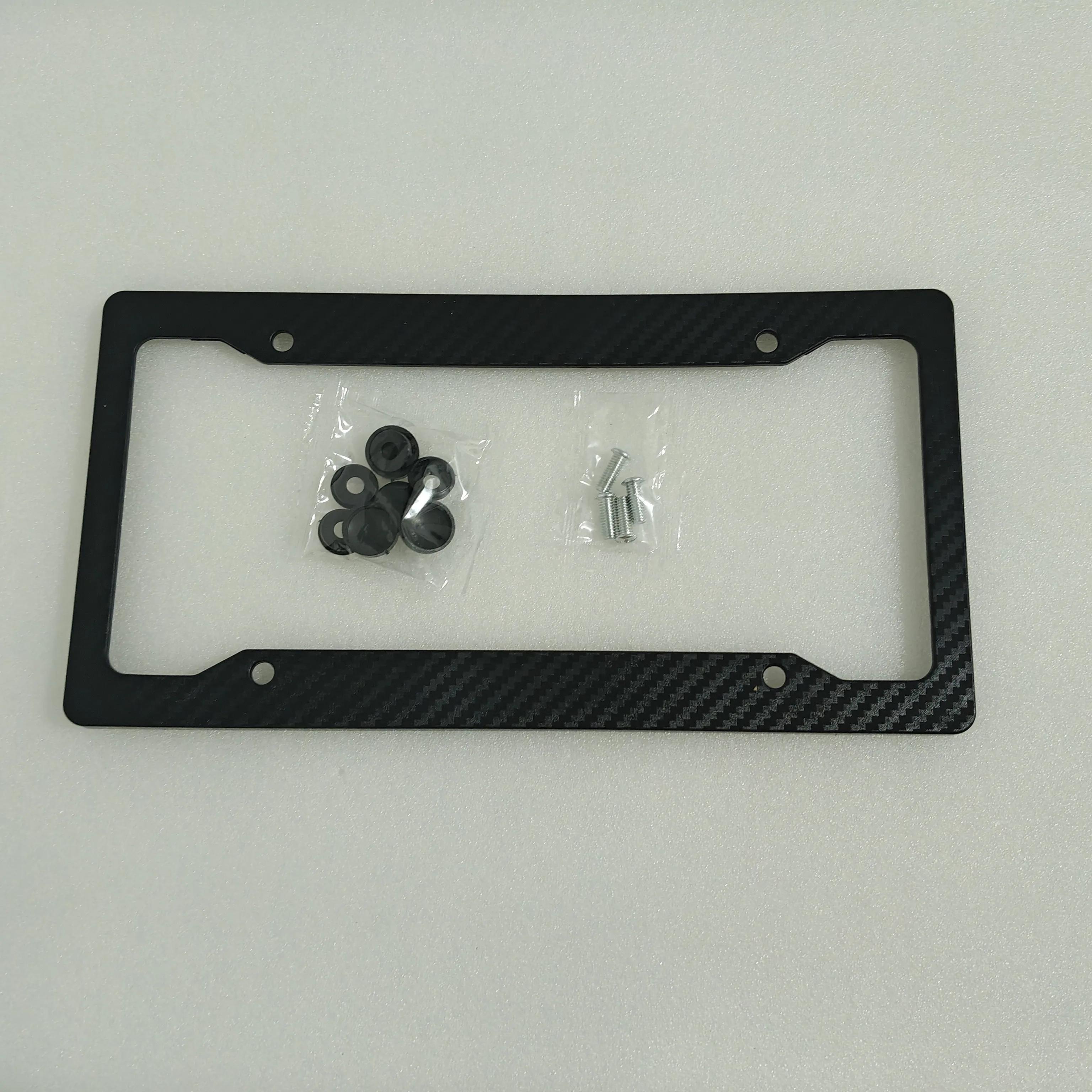 

Рамка номерного знака из углеродного волокна - черная пластиковая крышка держателя для передней и задней бирки автомобиля с крепежом, винтами