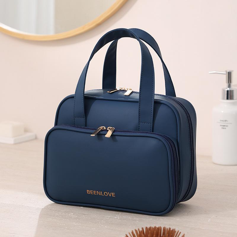 

Women s Cosmetic Bag Waterproof For Travel Lightweight Toiletries Bag Travel Essentials organizer Large Capacity Makeup pouches 25x11x18cm синий