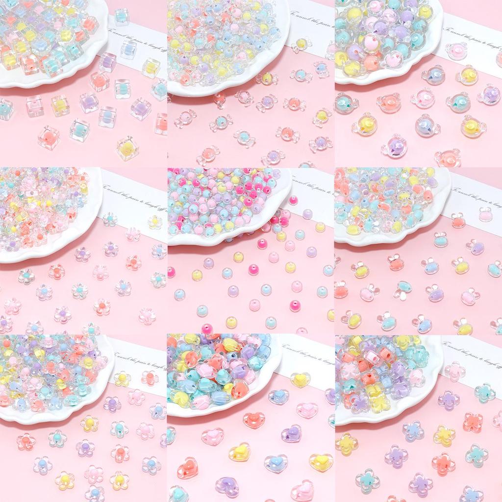 Acrylic Candy Color Flower Heart Rabbit Beads for DIY Children's Educational Ornaments and Mother's Day Crafts
