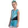 Mädchen Gymnastik Tanz Set Ärmellos Cut-out Rücken Glitzernde Strasssteine Trikot V-Bund Shorts Haargummi