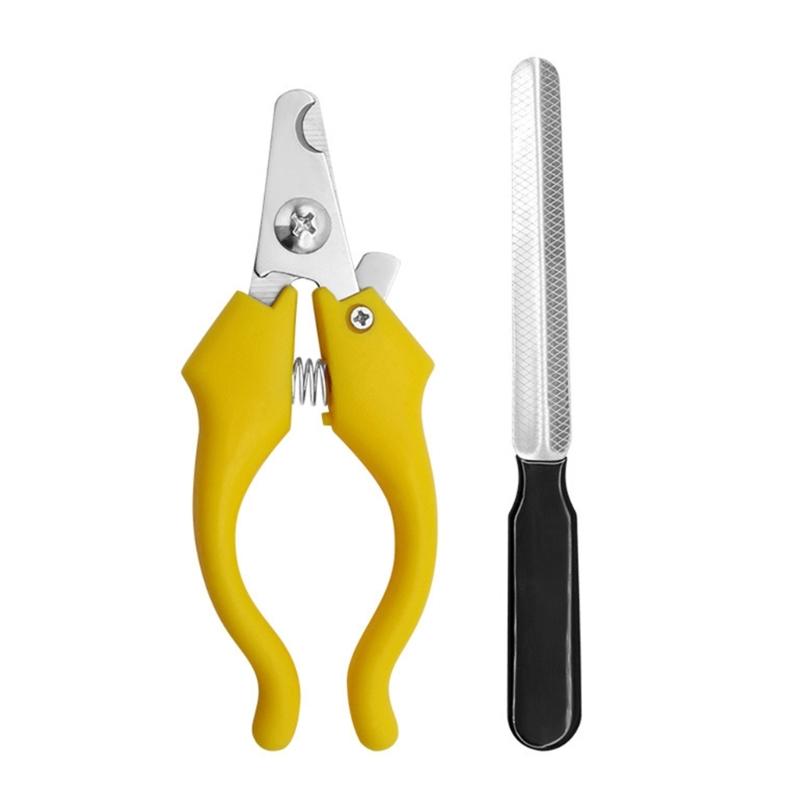 

2pcs Pet Nail Cutter with Nail File Dogs Claws Grooming Tool with Anti Slip Handle Nail Trimmer Animal Pet Supplies жовтий