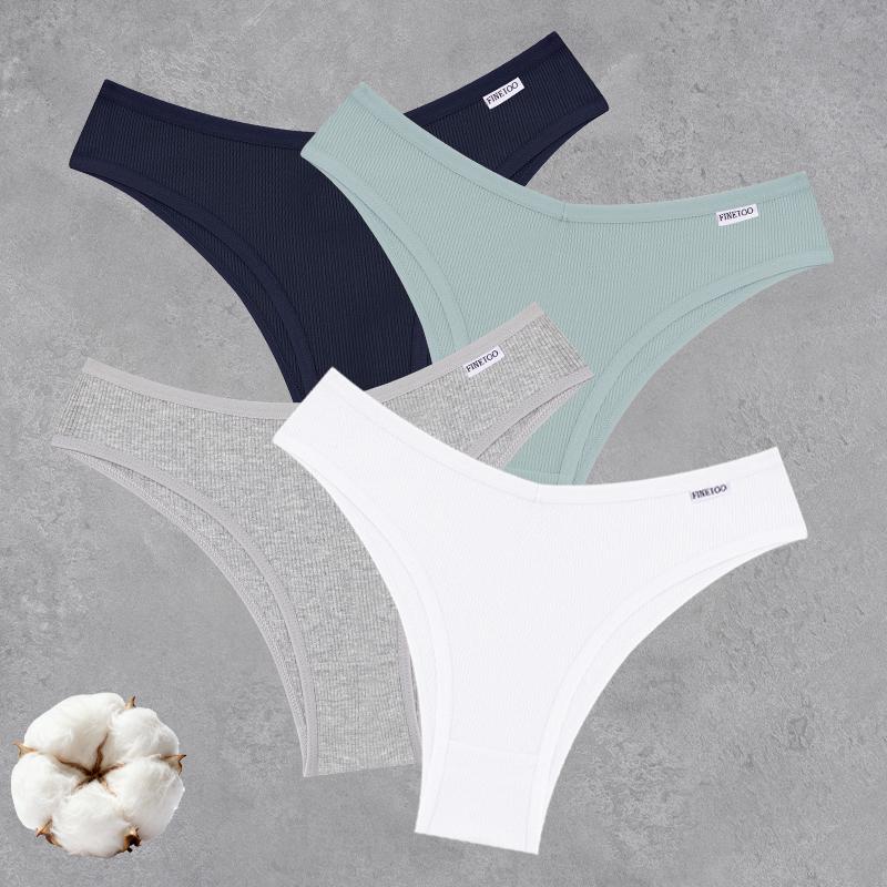 4PCS Seamless Cotton Bikini Panties For Women Sexy Low Waist Breathable Brazilian Pants Female Soft Intimate Lingerie