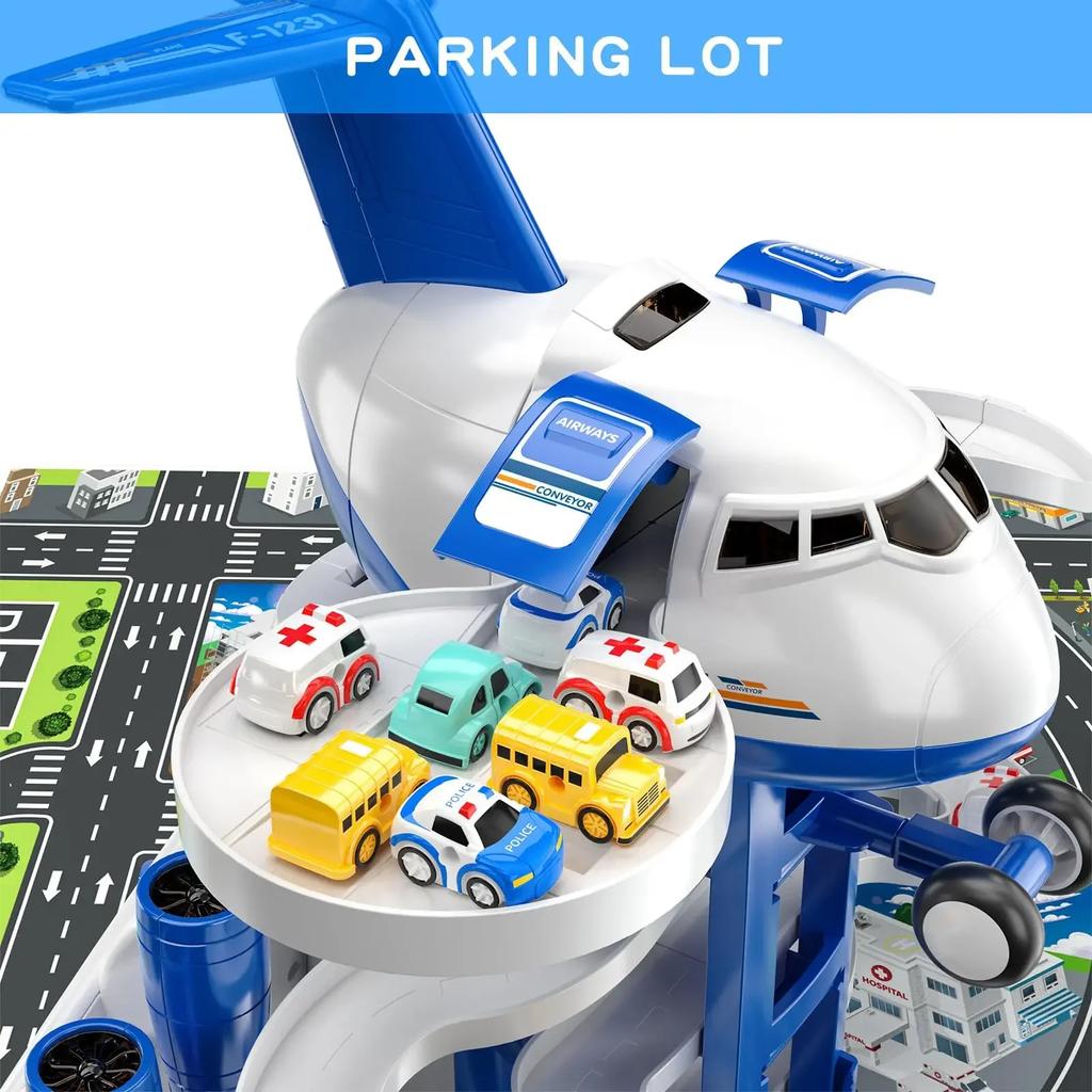 Airplane Model Car Aircraft Rail Track Car Miniature Planes Children Toys Indoor Games Vehicle Toy For Boys Girls Birthday Gifts