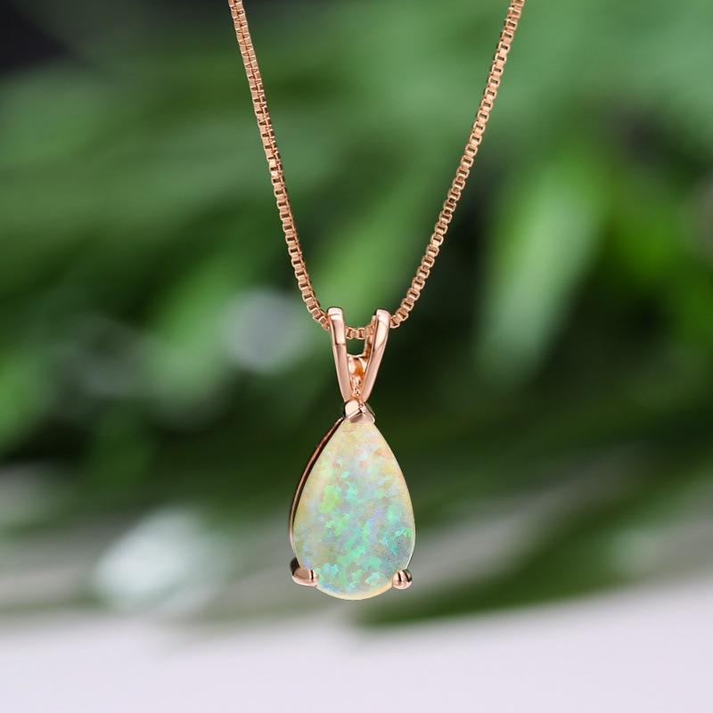 Wish Hot Sale Water Drop Opal Pendant Necklace Femininity Versatile Niche Jewelry