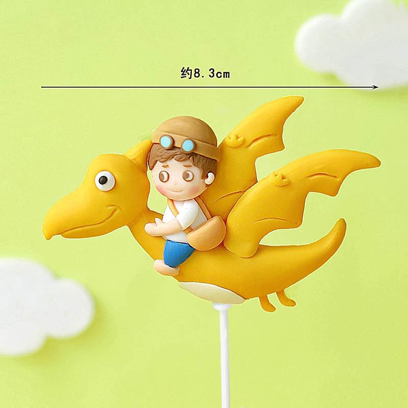Dinosaur Cake Topper Little Dino Birthday Cake Decoration cute Dinosaur Leaves Grass for Kids Birthday Party  Baby Shower Decor