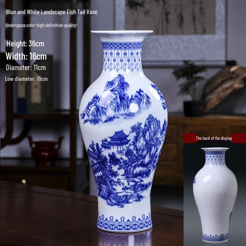 Modern Minimalist Ceramic Vase for Dried Flowers - Porcelain Ornament for Living Room Decor