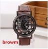 Fashion Business Skeleton Watch Men Wristwatch Leather Band High-end and High-Grade Women Clock