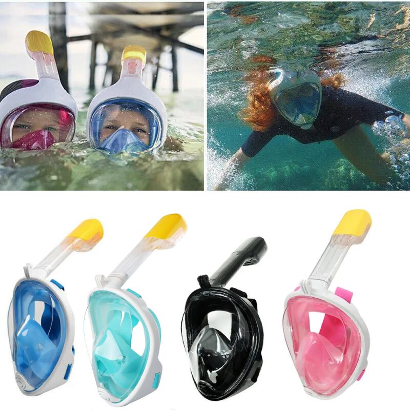 Snorkel Helmaskesett Dykking Scuba Briller Svømming Barn Voksne Tåke Anti