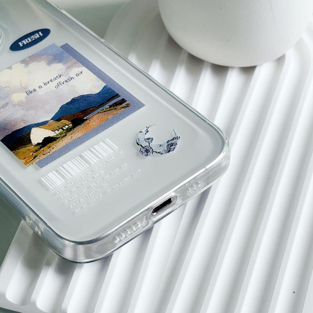 Art Oil Painting Landscape Suitable for IPhone 15 Mobile Phone Case Xr Soft Shell 13 Anti-fall 14 Transparent Apple 12 Protective Case