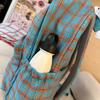 Simple Plaid Nylon Backpack Retro Large Capacity Casual Backpack with Multiple Pockets Suitable for Daily and Student Use