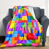 1pc Building Block Jigsaw Puzzle Blanket, Lightweight Flannel Throw Blanket for Sofa, Bed, Travel, Camping, Living Room, Office, Couch050