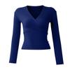 Women's And Winter Long-sleeved V-neck Knitted Sweater Slim Color Pullover Knitted Top