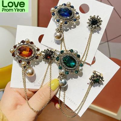 Neue Ankunft Frauen Palace Vintage Strass Ketten Pins Mode Retro Perle Anhänger Broschen Abzeichen Party Luxus Zubehör