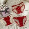 Lady Spring and Summer Sexy Lace Hollow Wedding Celebration of The Year Red Briefs