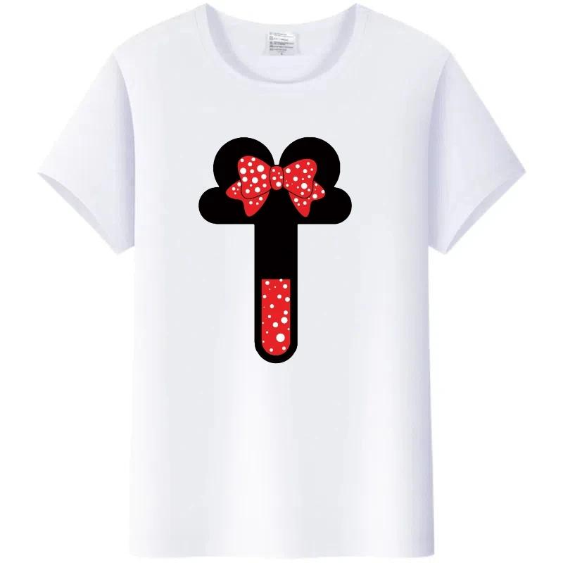 Fashion Blouses Letters Cartoon Mickey Mouse Minnie Printed Family T-Shirts Tshirt Harajuku 90S Top Gift Unisex