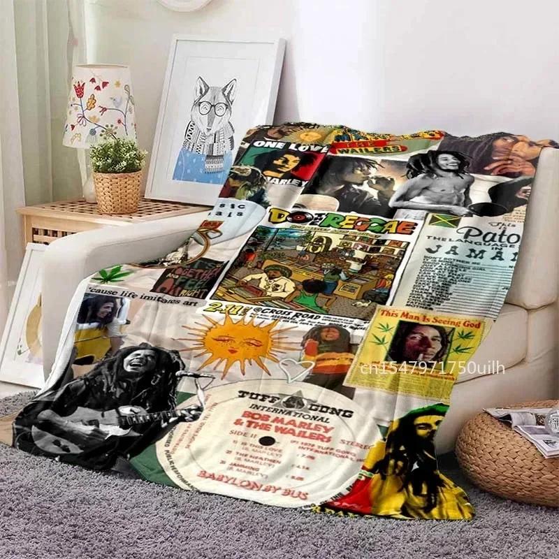 Bob Marley Album Blanket Reggae Music Jamaican Style Soft Flannel Blanket Portable Home Travel Sofa Blanket