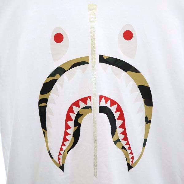 A Bathing Ape Shark Print Short Sleeve T-shirt M White System SHARK Men's Used