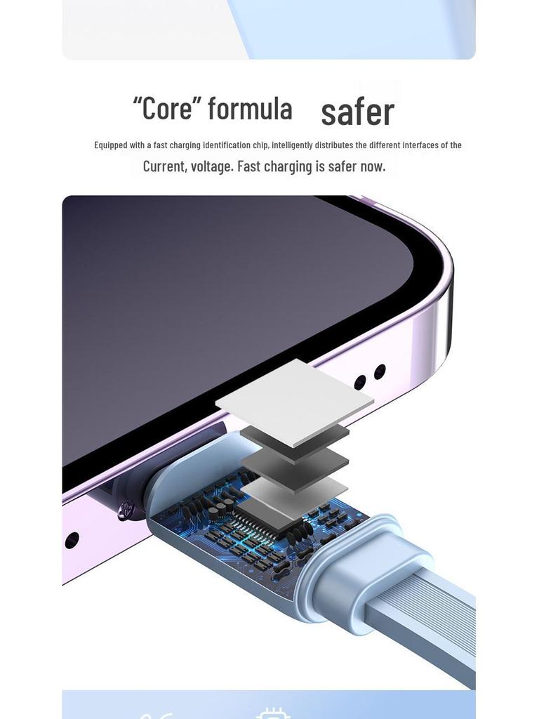 4-in-1 100W Retractable Fast Charging Cable, Compatible with Apple & Huawei.
