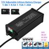 72V Adjustable Lithium Battery Charger 1-8A 1-9.5A 1-15A 1-20A High-power LCD Display Fast Charge Shell 84V 88.2V 83.95V 87.6V