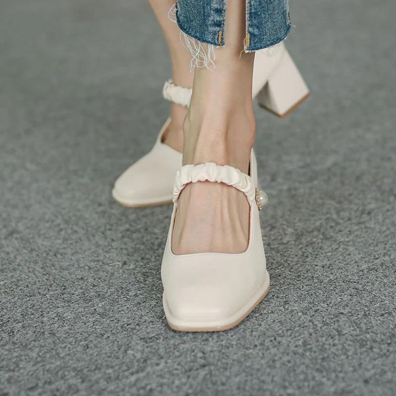 Мода 2024 Новая весна-лето Французский стиль Женская одинарная обувь Винтажная Мягкая — фото 5