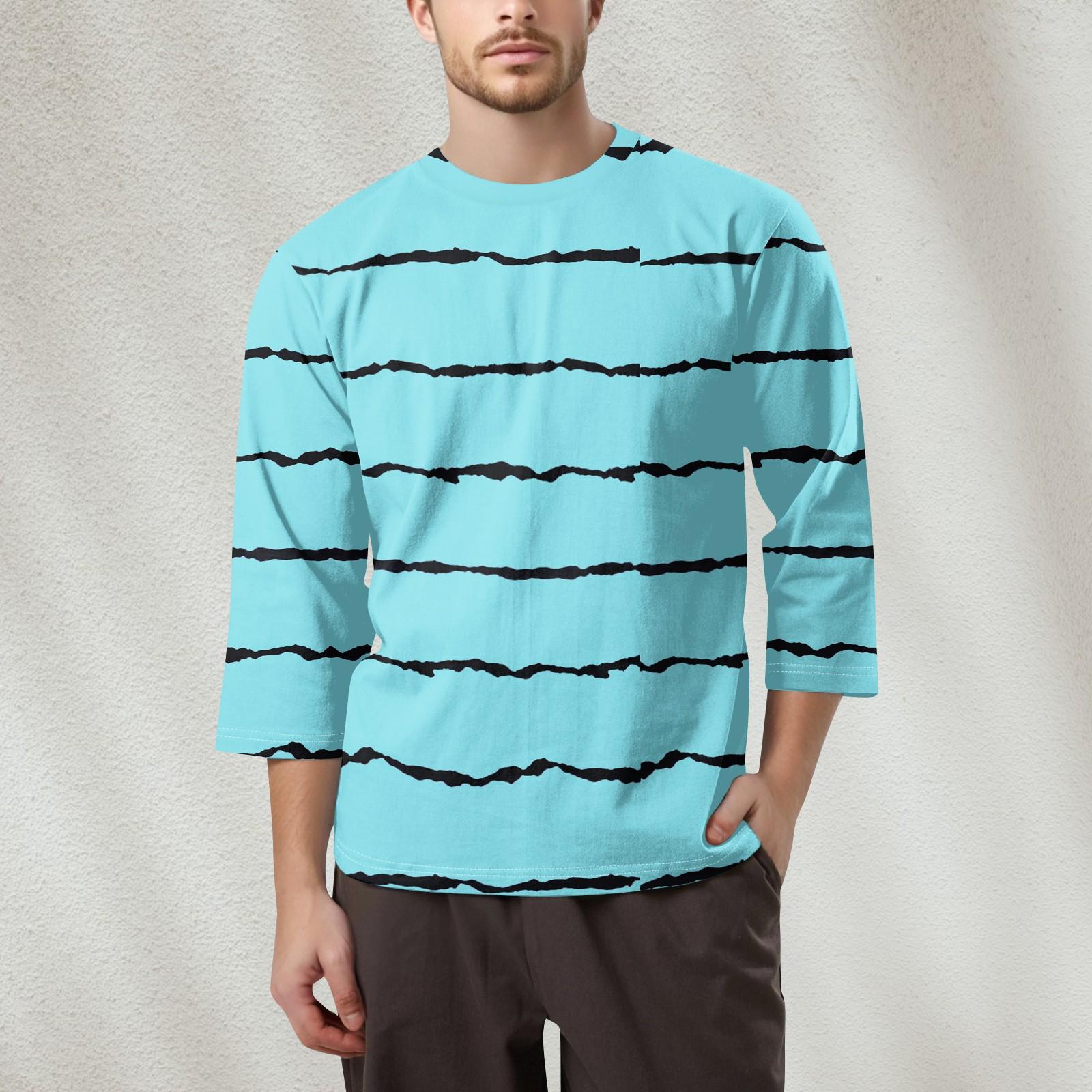 

Чоловіча мода Принтована футболка з круглим вирізом та рукавом 3/4 XXL