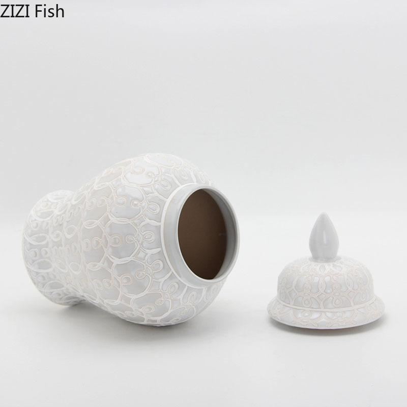 Flower Ceramic Storage Jar with Lids Porcelain General Jars Classical Tea Caddy Flower VasesGinger jar Vintage Home Decor