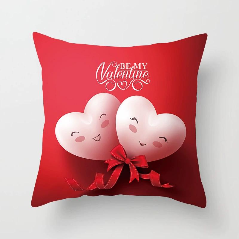 New Valentine'S Day Red Rose Pillowcase Creative Wedding Home Decoration Cushions Cover Heart Shaped Pillow Case
