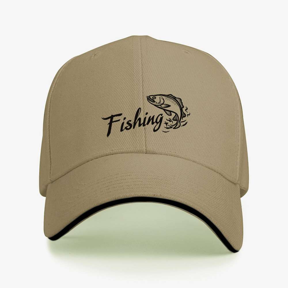 Fishing Graphic Baseball Cap Unisex Polyester Adjustable Sporty Design Casual Outdoor Hat