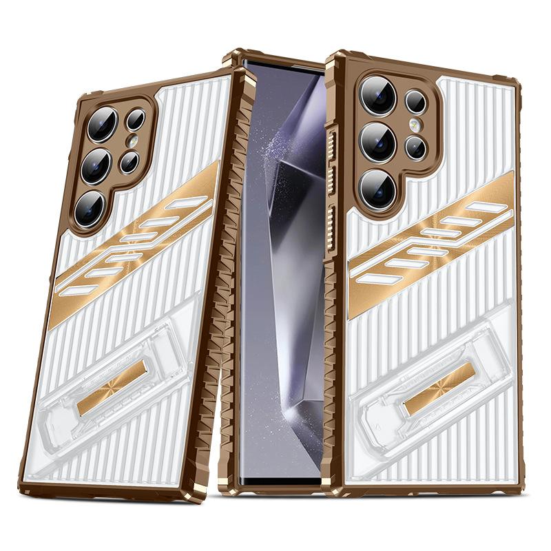 Samsung S25 Ultra Stealth Bracket Mobile Phone Case Suitable for S24PLUS Four Corner Anti Fall S23 Battle Shadow Protection Case