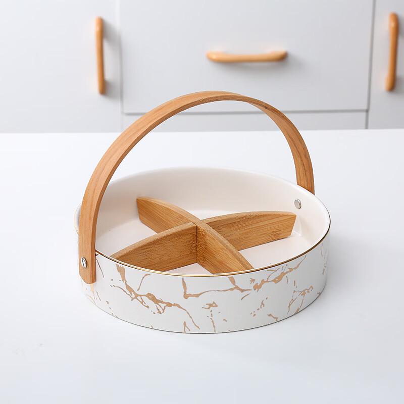 Ru Han Ceramic Divided Fruit & Nut Platter with Lid