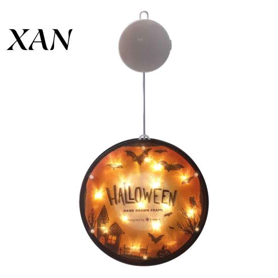 Easy Install Holiday Lighting Halloween Window Decor Light, Battery Powered Ghost Pumpkin Fairy Wall Mounted Spooky String Lantern for Party, Hanging