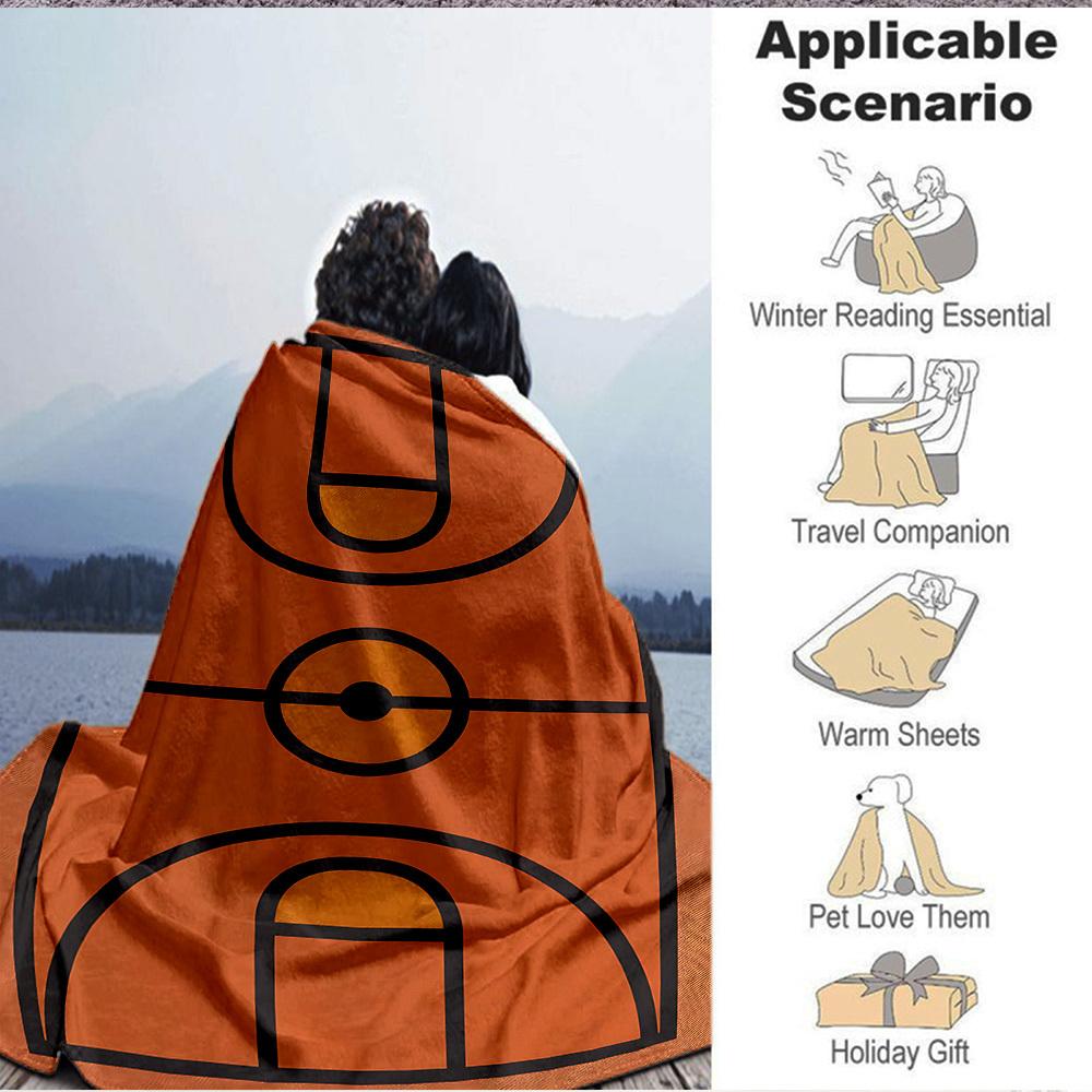 1pc Basketball Court Blanket, Lightweight Flannel Throw Blanket for Sofa, Bed, Travel, Camping, Living Room, Office, Couch061