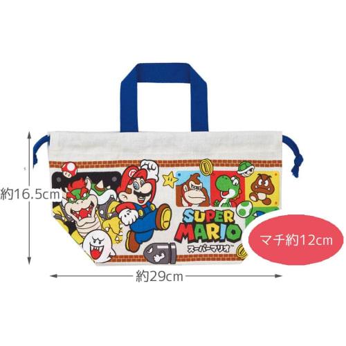 Skater Children's Drawstring Lunch Bag, Made in Japan, Super Mario 23, Boys' KB7-A