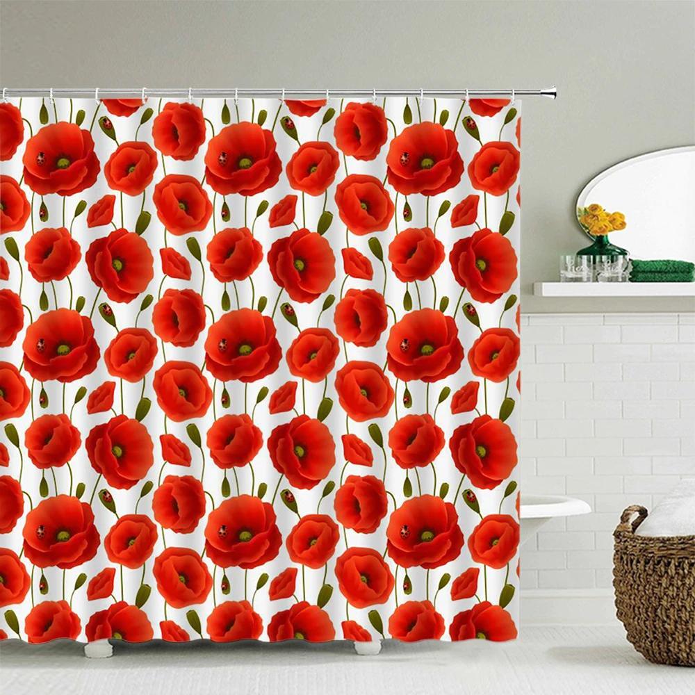Sunflower Flower Shower Curtain Waterproof Bathroom 3d Printing Polyester Fabric Leaves Plant Shower Curtain With 12 Hooks Set