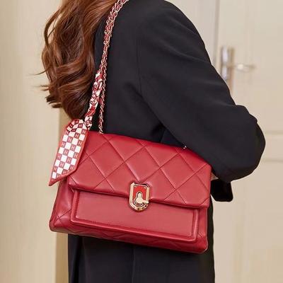 Borsa da sposa rossa alla moda 2024 per donne - Grande capacità design di lusso con diamanti