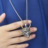Exaggerate Vintage Cool Stainless Steel Ox Head Choker Wheat Chain Clavicle Chain Man Necklace