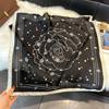 70x70cm Lightweight Silk-Look Square Scarf Women French Chic Hair Band Office Accessory Viscose 96%