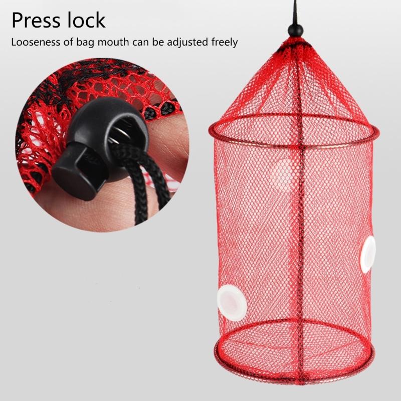 Fishing Baits Trap Foldable Fish Basket for Shrimp Heavy Duty Braided Fishing Net with Storage Bag Basket Baits Cage
