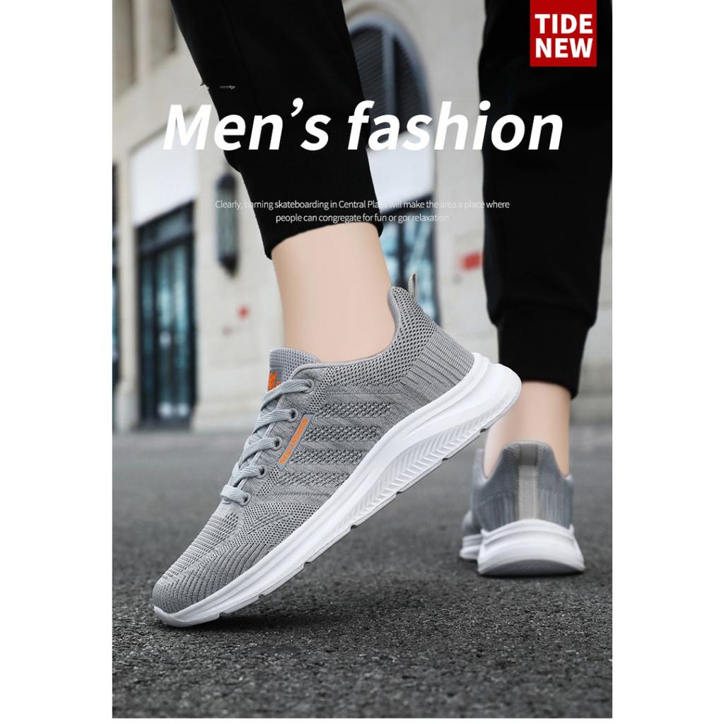 Spring New Simple Men's Shoes Pure Black Sports and Leisure Shoes Light and Breathable Couple Flying Woven Shoes