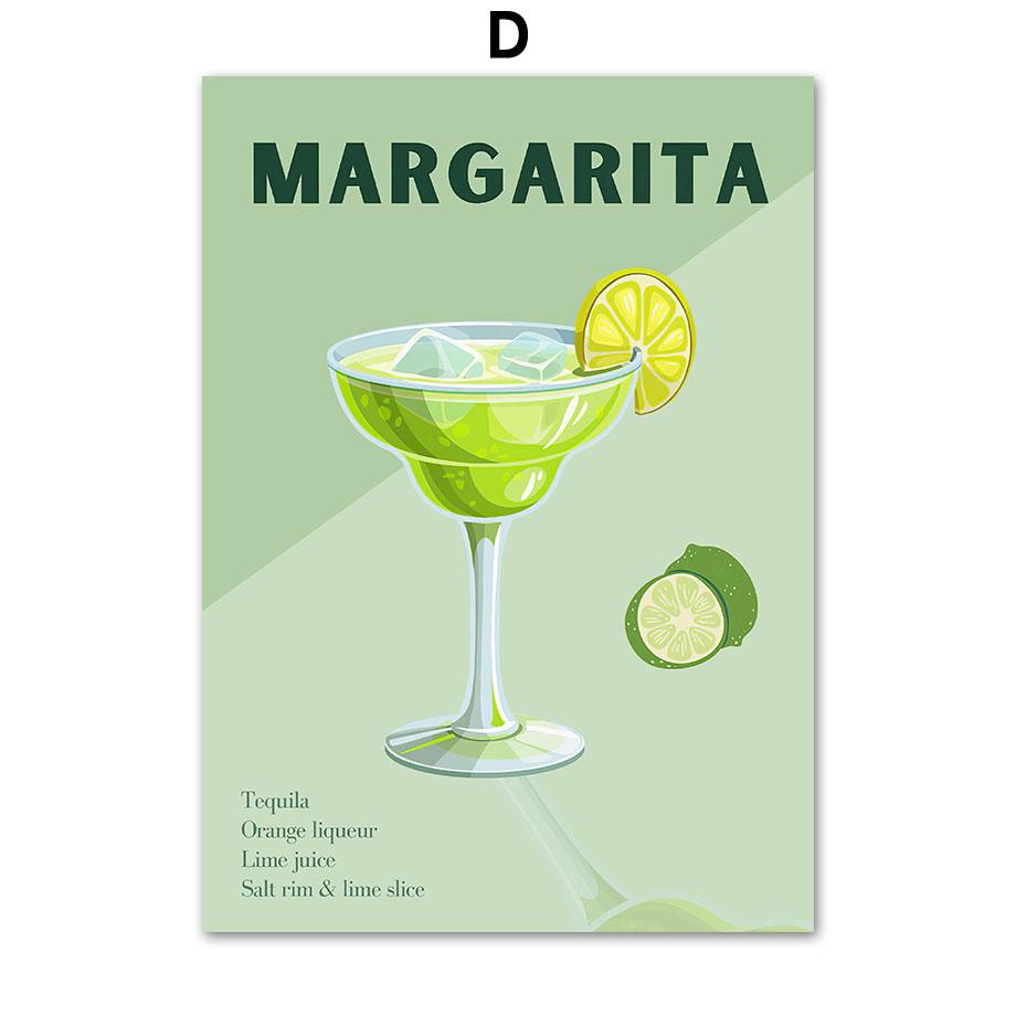 Cocktail Espresso Lemonade Wall Art Canvas Painting Retro Drinks Posters And Prints Pictures For Drink Shop Bar Room Decoration
