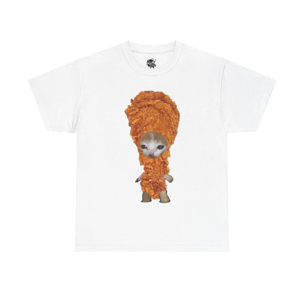 Cute Kitty Drumstick Meme Heavy Cotton Tee Unisex T-Shirt L