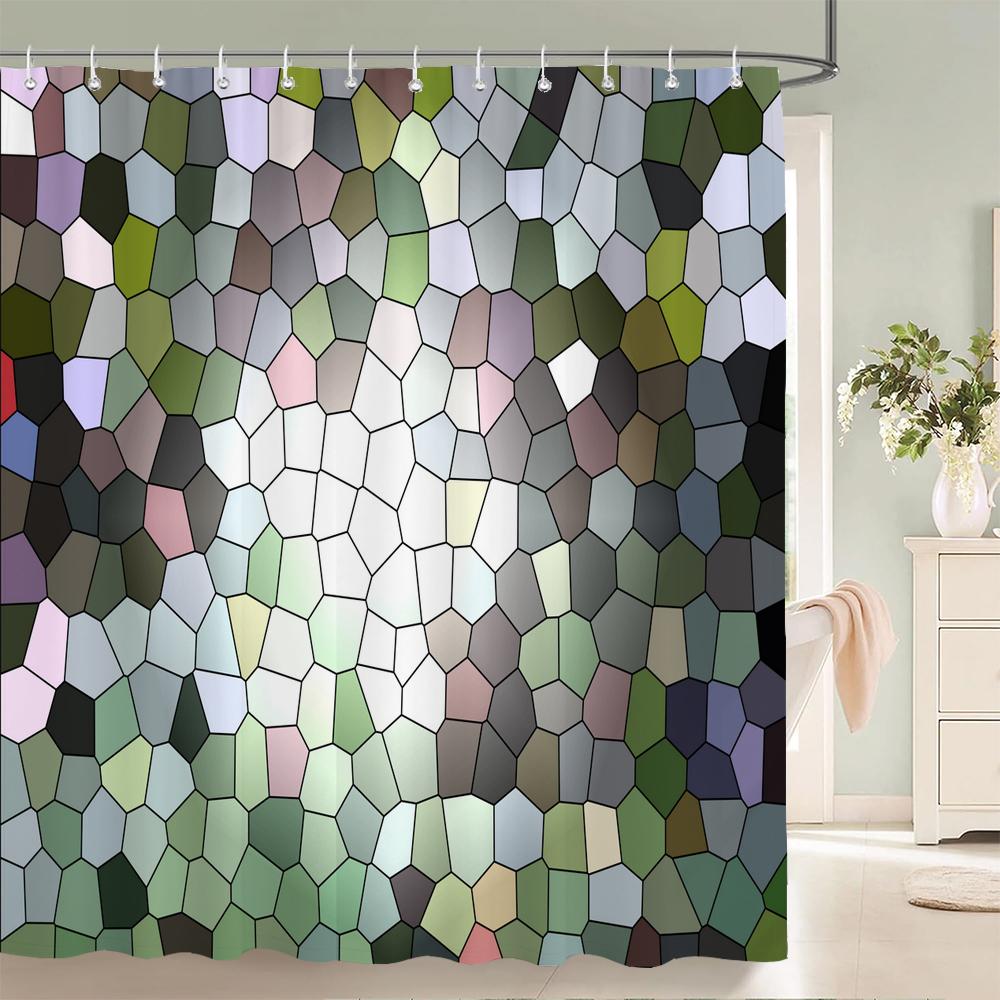 Black and White Striped Shower Curtain With Hooks Waterproof Polyester Fabric Geometric Pattern Home Decor Bathroom Curtain