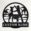 Customizable Beach Theme Metal Wall Art, Personalized Surname Sign for Home Garden Kitchen Outdoor Decor