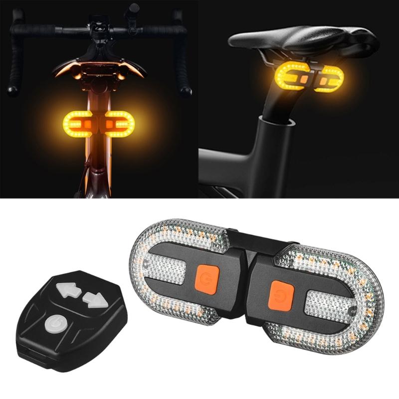 Bikes Front Rear Light Bright Bikes Tail Light with Turn Signals USB Rechargeable LED Warning Lamps with Remote Control