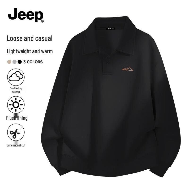 Мужская толстовка-поло JEEP с флисовой подкладкой M чёрный