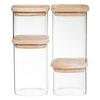 5five - 4 Stackable "hermet" Glass Jars with Wooden Lids